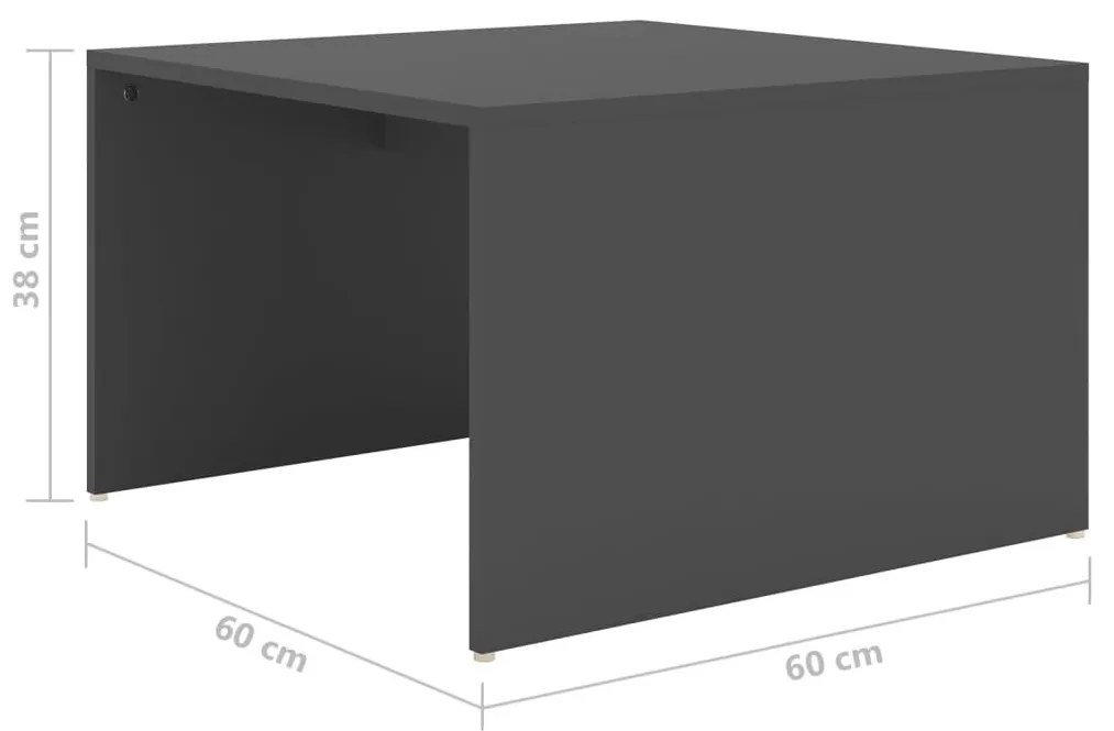 Τραπεζάκια Σαλονιού Ζιγκόν 3 τεμ. Γκρι 60x60x38 εκ Επεξ. Ξύλο - Γκρι