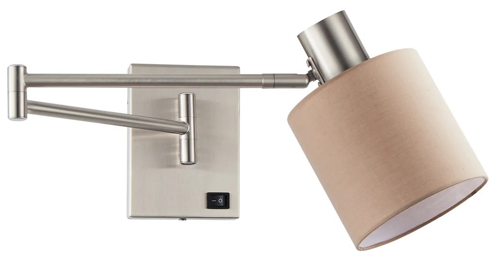 SE21-NM-52-SH3 ADEPT WALL LAMP Nickel Matt Wall lamp with Switcher and Brown Shade+