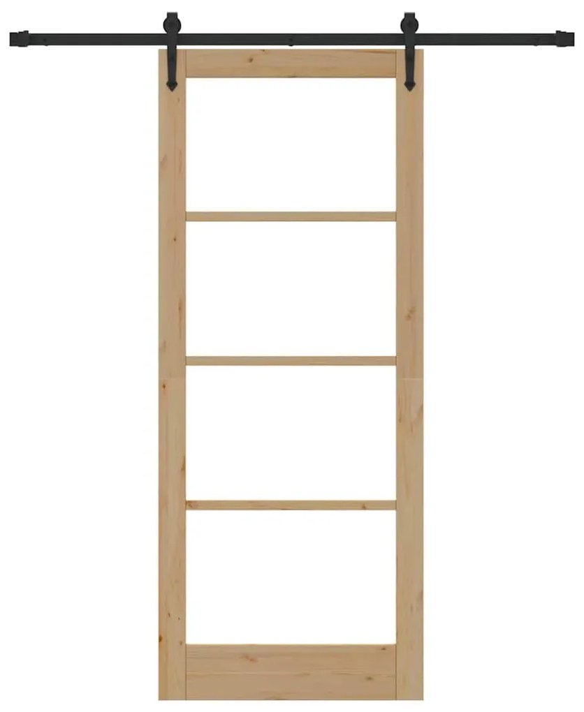 vidaXL Ολισθητή Πόρτα Καφέ 86 x 211 cm Ξύλο και μέταλλο
