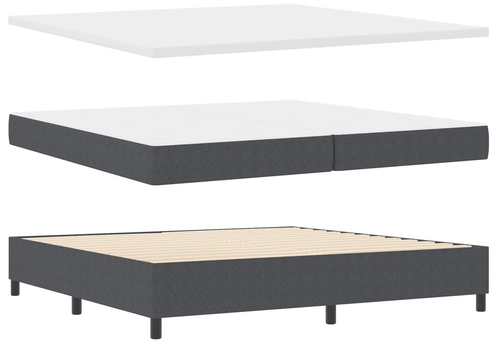 vidaXL Κρεβάτι Box Spring με Στρώμα σε Σκούρο Γκρι, 200 x 200 εκ, Ύφασμα Κορντούρας.