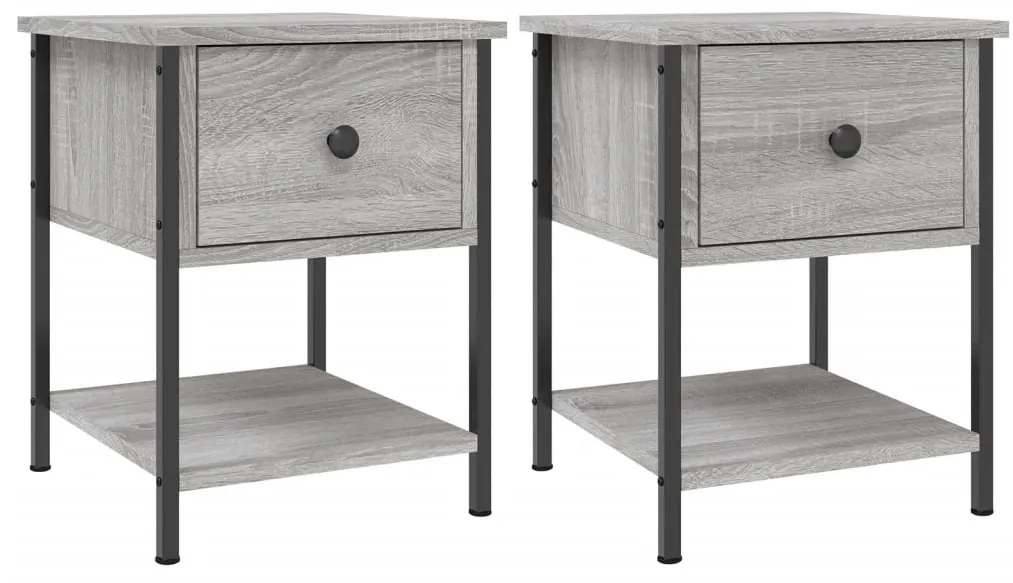 vidaXL Κομοδίνα 2 τεμ. Γκρι Sonoma 34x35,5x45 εκ. Επεξεργασμένο Ξύλο