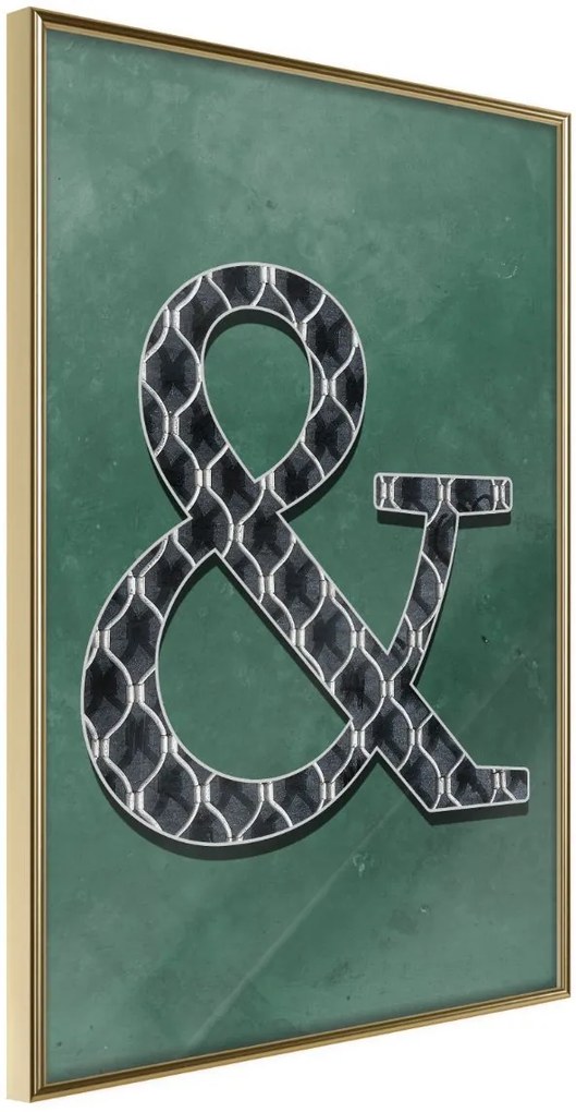 Αφίσα - Ampersand on Green Background - 40x60 - Χρυσό - Χωρίς πασπαρτού