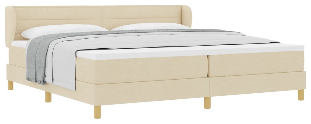 vidaXL Κρεβάτι Box Spring με Στρώμα Κρεμ 200x200 εκ Υφάσμα