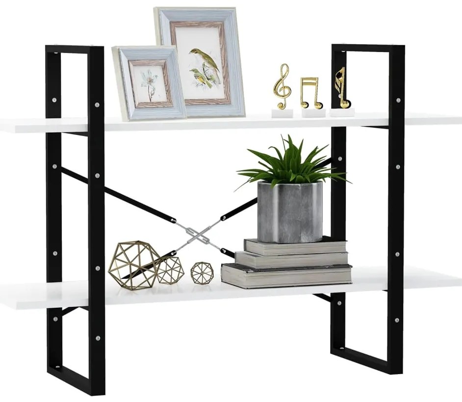 vidaXL Βιβλιοθήκη με 2 Ράφια Λευκή 100 x 30 x 70 εκ. από Επεξ. Ξύλο