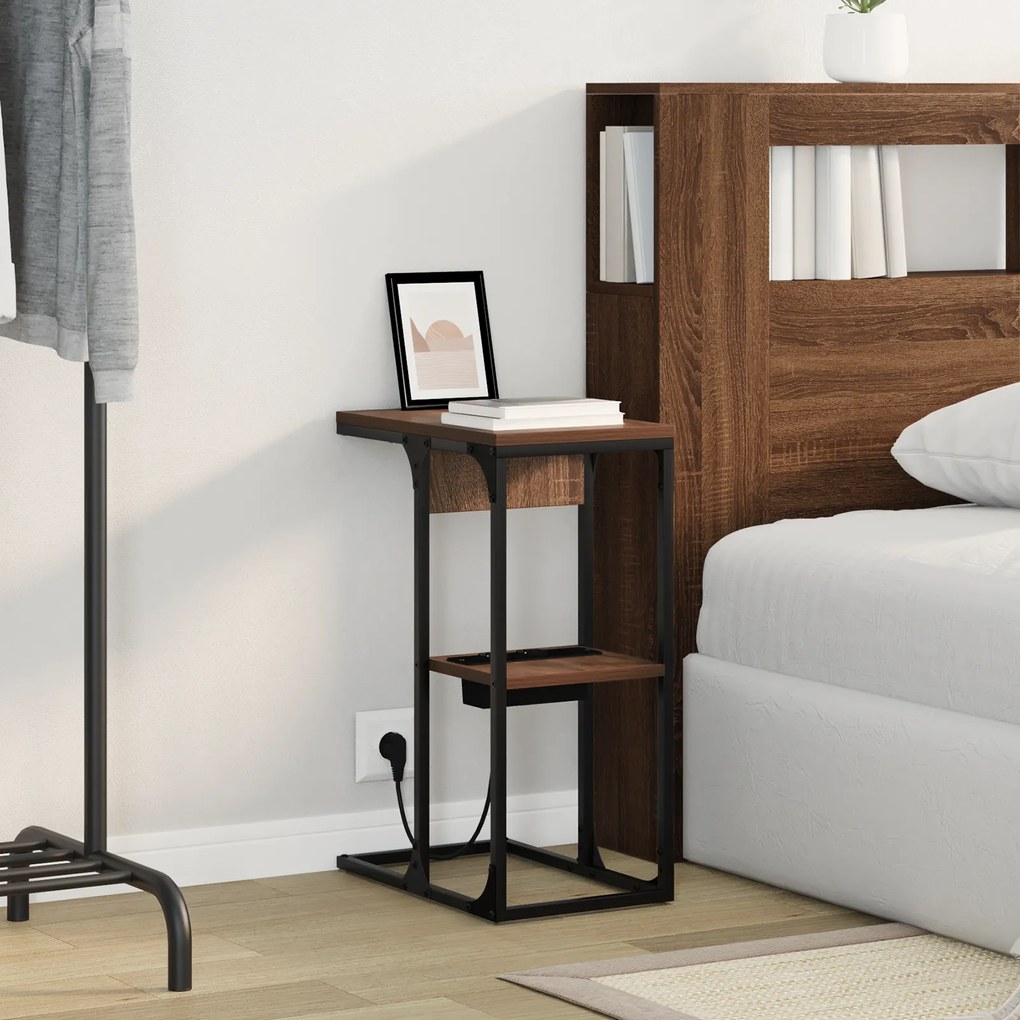 vidaXL Κομοδίνο Καφέ δρυς 41.5 x 26 x 60.5 εκ Επεξεργασμένο ξύλο