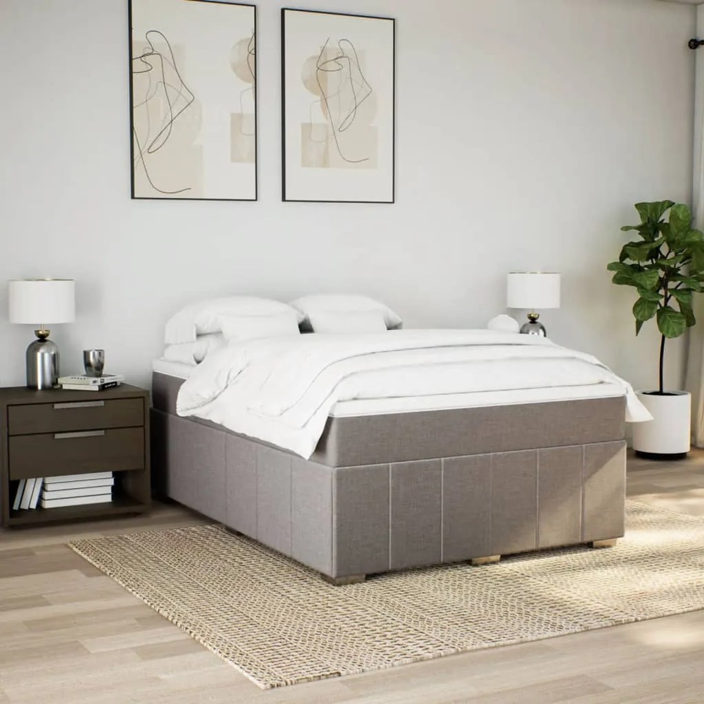 Κρεβάτι Boxspring με Στρώμα Taupe 140x190 εκ. Υφασμάτινο - Μπεζ-Γκρι