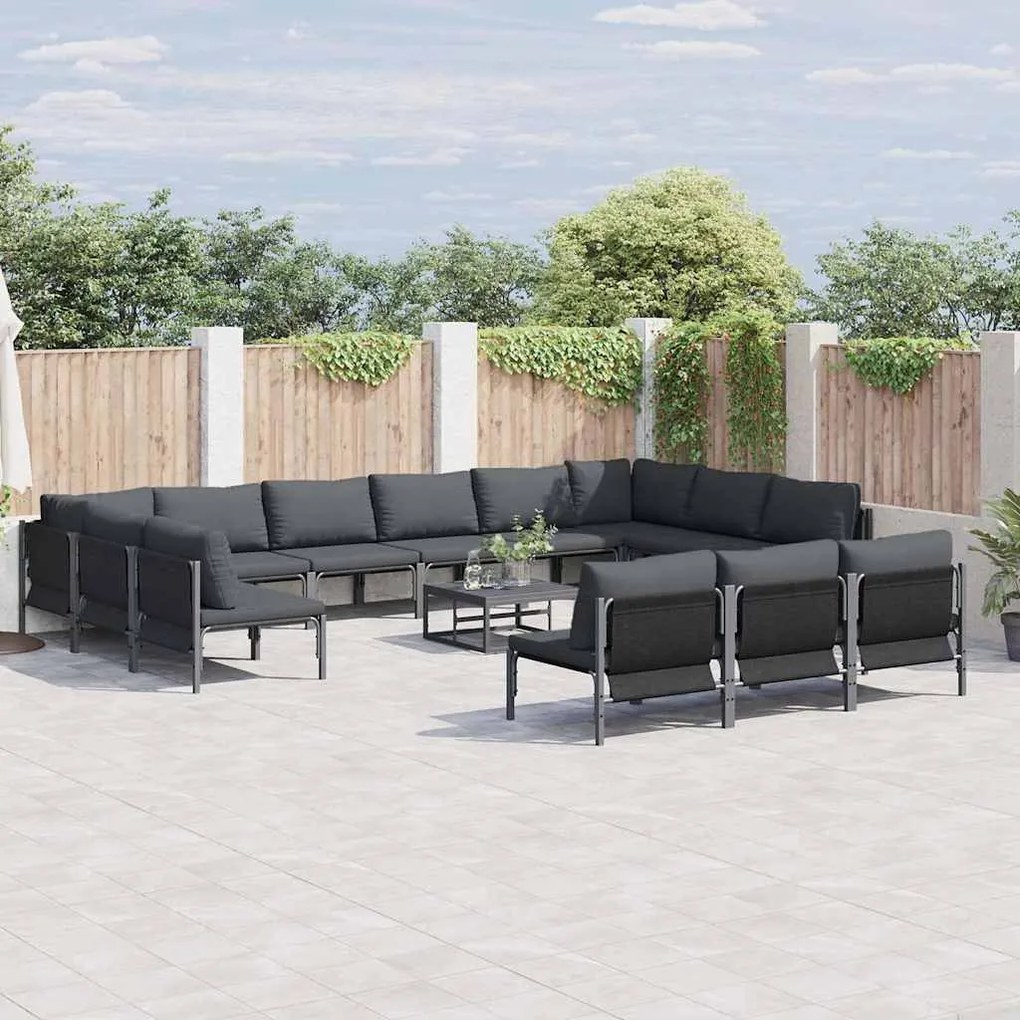 vidaXL Σετ Καναπέ Κήπου 14 pcs Ανθρακί Ατσάλι