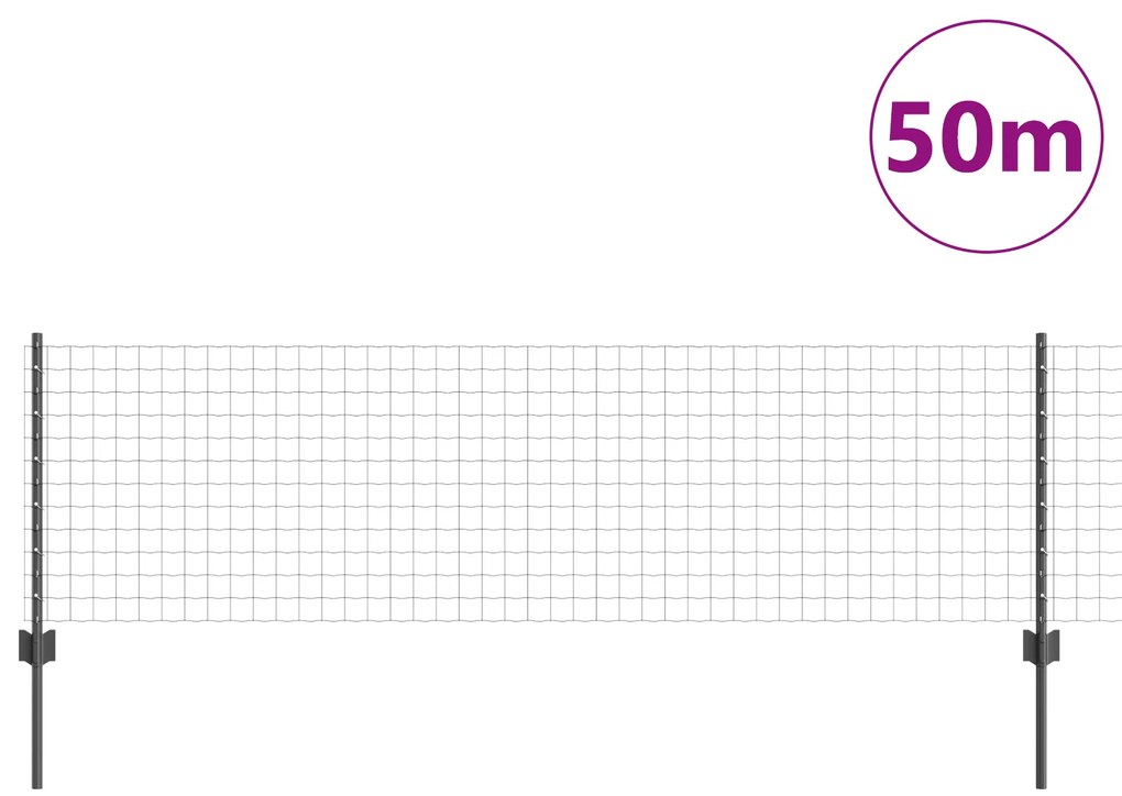vidaXL Ευρωπαϊκό Φράχτη με 22 U Posts Γκρι 0,6x50 μ Μέταλλο
