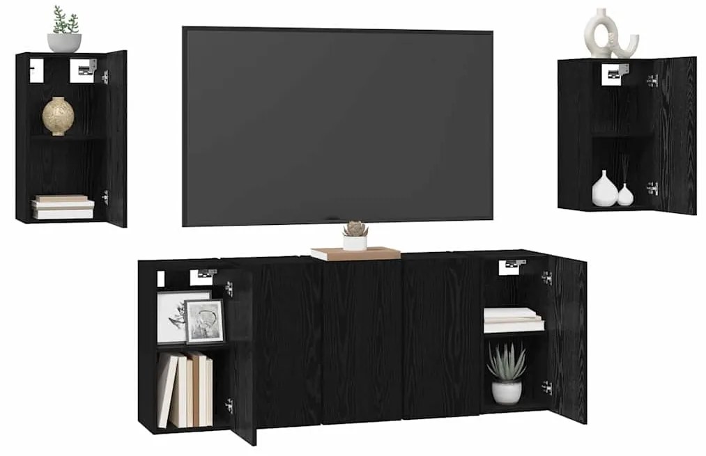 vidaXL Σετ επίπλου τηλεόρασης 7 pcs Μαύρη δρυς 30.5 x 30 x 60 εκ.