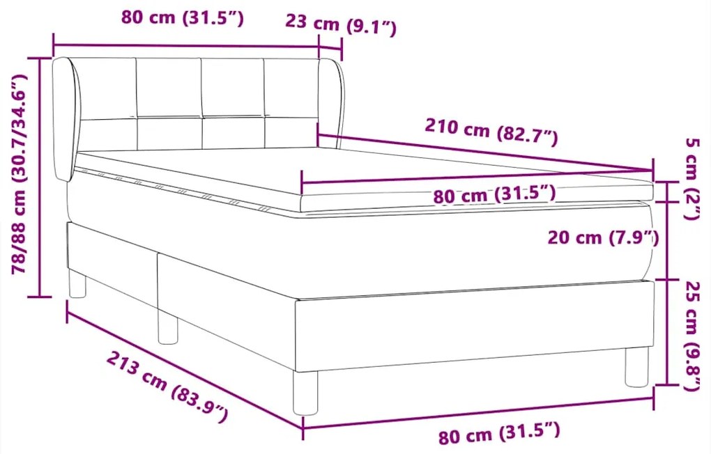 BOX SPRING ΚΡΕΒΑΤΙ ΜΕ ΣΤΡΩΜΑ ΣΚΟΥΡΟ ΠΡΑΣΙΝΟ 80X210 CM VELVET 3317508