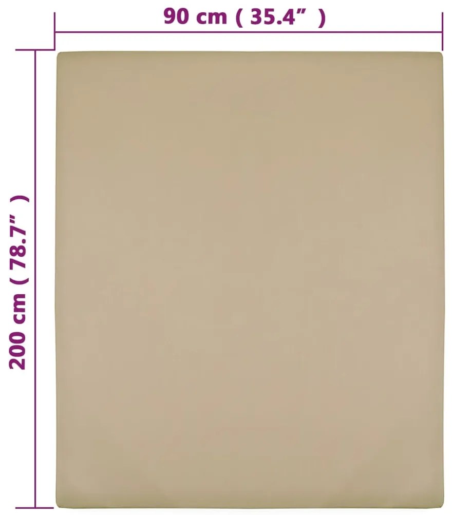 vidaXL Σεντόνια με Λάστιχο 2 τεμ. Taupe 90 x 200 εκ. Βαμβακερό Ζέρσεϊ