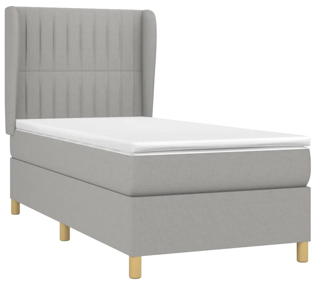 ΚΡΕΒΑΤΙ BOXSPRING ΜΕ ΣΤΡΩΜΑ ΑΝΟΙΧΤΟ ΓΚΡΙ 90X200 ΕΚ. ΥΦΑΣΜΑΤΙΝΟ 3128653