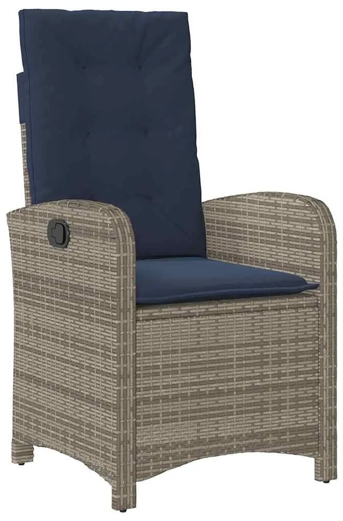 vidaXL Σέτ φαγητού για κήπο με μαξιλάρι 5 pcs Γκρι συνθετικό ρατάν