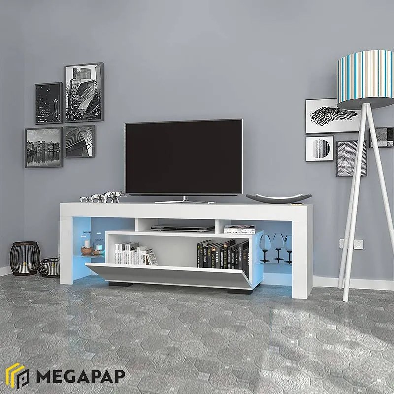 ΕΠΙΠΛΟ ΤΗΛΕΟΡΑΣΗΣ STILO MEGAPAP ΜΕ ΦΩΤΙΣΜΟ LED ΧΡΩΜΑ ΛΕΥΚΟ 150X37X52ΕΚ.
