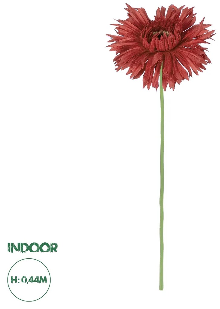 GloboStar® Artificial Garden RED GERBERA BRANCH 21107 Τεχνητό Διακοσμητικό Κλαδί Ζέρμπερας Κόκκινο Y44cm