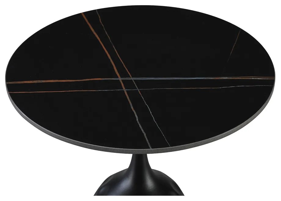 VOLCANO SIDE TABLE ΜΑΥΡΟ ΜΕ ΟΨΗ ΜΑΡΜΑΡΟΥ ΜΑΥΡΟ 50x50xH61cm - 04-1073