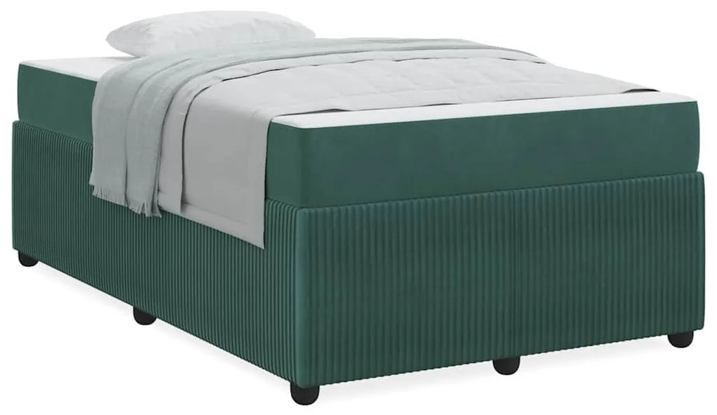 vidaXL Σκελετός Κρεβατιού με στρώμα Σκούρο Πράσινο 120 x 200 cm ύφασμα