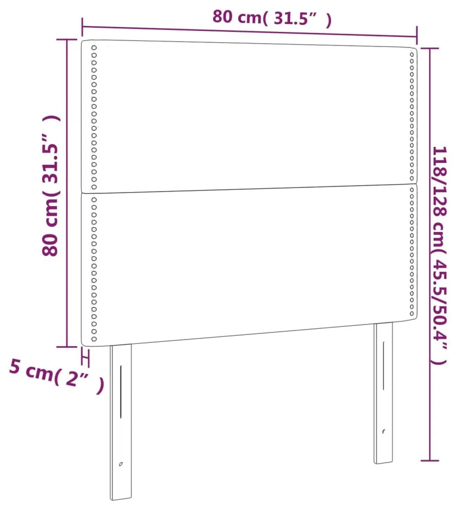 vidaXL Κεφαλάρι Κρεβατιού LED Κρεμ 80x5x118/128εκ. Υφασμάτινο