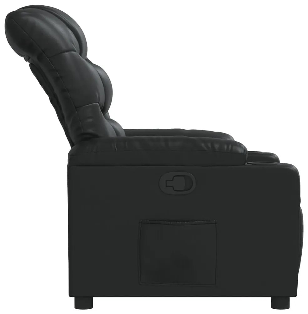 vidaXL Πολυθρόνα Ανακλινόμενη Μαύρη από Συνθετικό Δέρμα