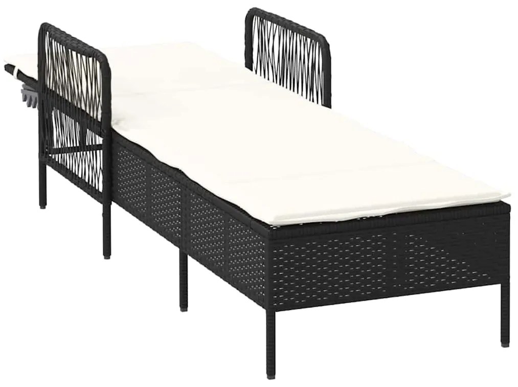 vidaXL Ξαπλώστρα με μαξιλάρι Μαύρο 157 x 55 x 92 εκ. συνθετικό ρατάν