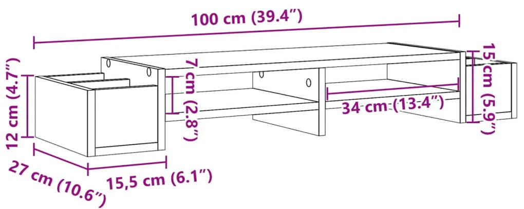 ΒΑΣΗ ΟΘΟΝΗΣ ΜΕ ΑΠΟΘ. ΚΑΠΝΙΣΤΗ ΔΡΥΣ 100X27X15ΕΚ ΕΠΕΞΕΡΓ. ΞΥΛΟ 854692