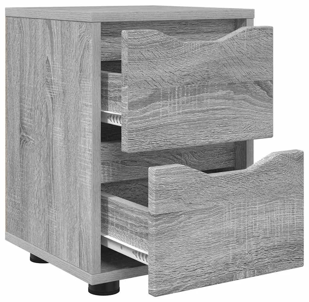 vidaXL Κομοδίνα με συρτάρι 2 pcs Γκρίζο Σονομα 30,5 x 30 x 43 εκ
