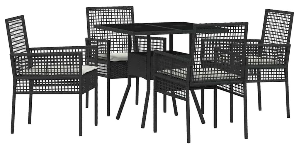 vidaXL Σέτ φαγητού για κήπο 5 pcs Μαύρο συνθετικό ρατάν