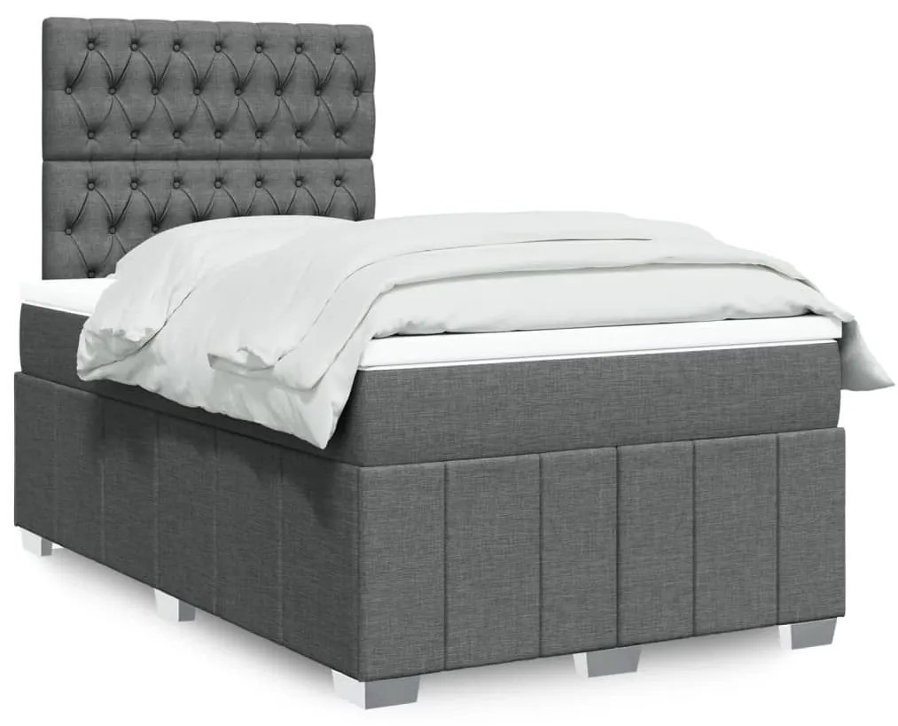 ΚΡΕΒΑΤΙ BOXSPRING ΜΕ ΣΤΡΩΜΑ ΣΚΟΥΡΟ ΓΚΡΙ 120X190 ΕΚ ΥΦΑΣΜΑΤΙΝΟ 3291615