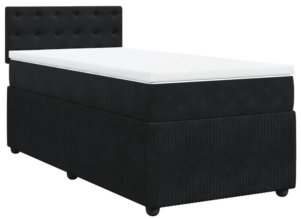 vidaXL Κρεβάτι Boxspring με Στρώμα Μαύρο 90x190 εκ. Βελούδινο