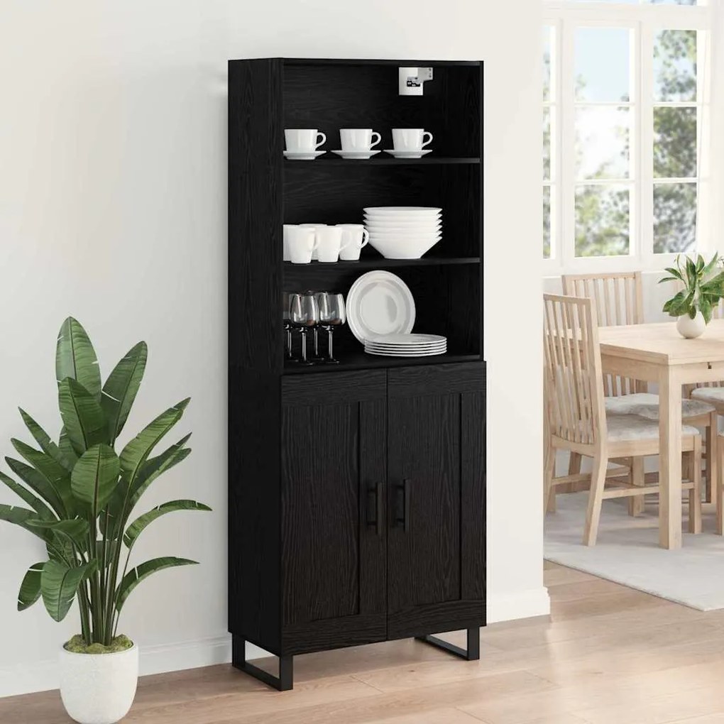vidaXL Highboard Μαύρη Οξυά 69,5 x 34 x 180 εκ. Επεξεργασμένο ξύλο