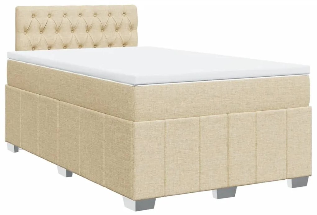 Κρεβάτι Boxspring με Στρώμα Κρεμ 120x190 εκ. Υφασμάτινο - Κρεμ