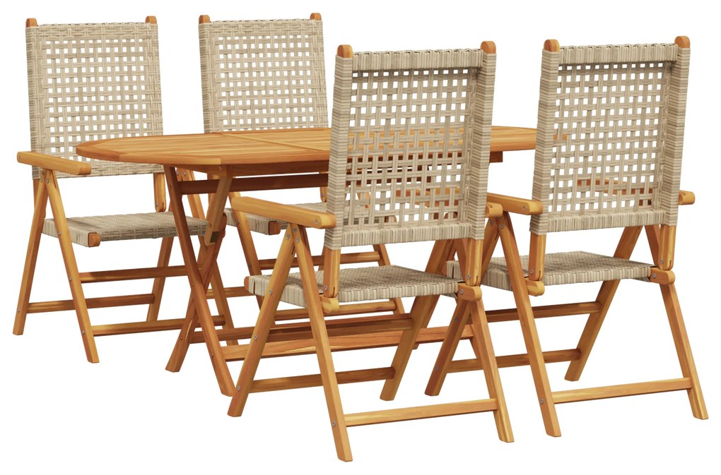 vidaXL Πτυσσόμενο Τραπέζι Κήπου 5 pcs Μπεζ