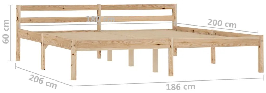 vidaXL Πλαίσιο Κρεβατιού 180 x 200 εκ. από Μασίφ Ξύλο Πεύκου