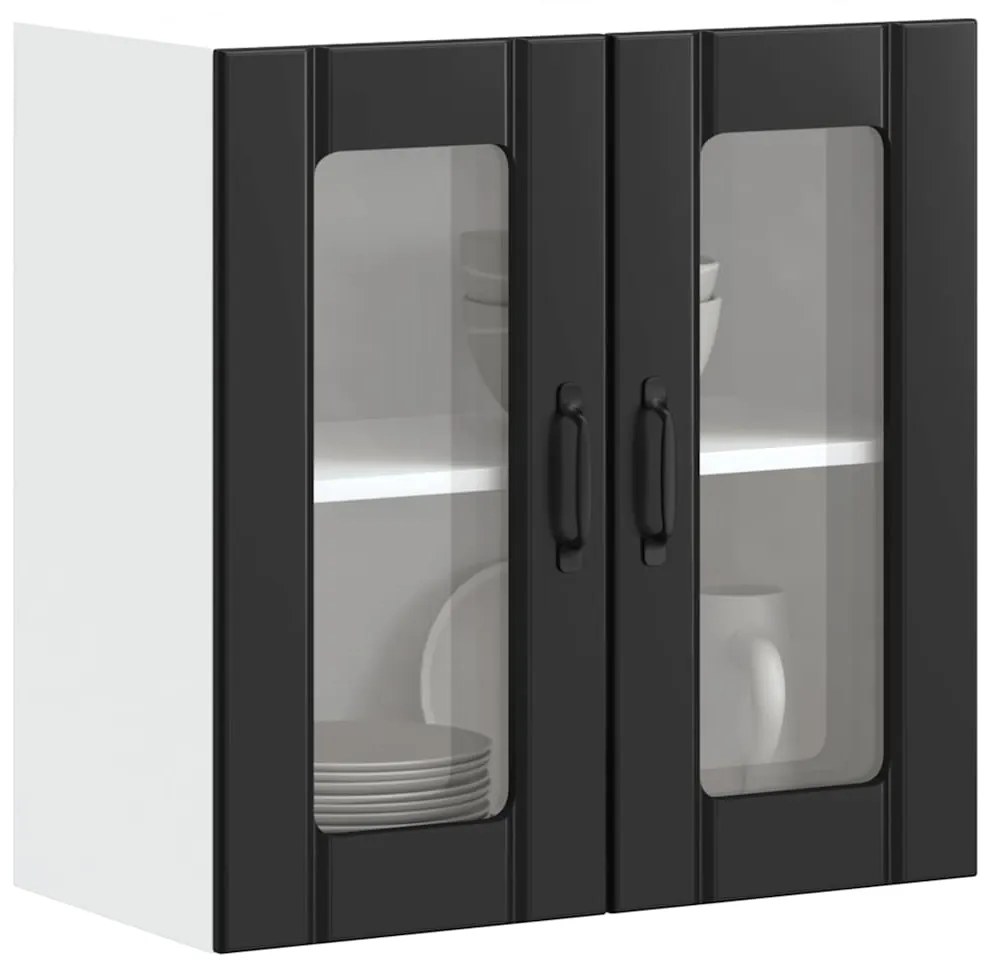Ντουλάπι τοίχου κουζίνας με γυάλινη πόρτα "Lucca" Μαύρο