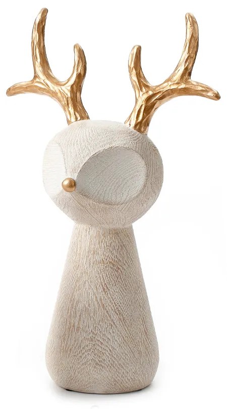 XMAS CUTE DEER M DECO POLYRESIN ΜΠΕΖ ΧΡΥΣΟ 22x12xH34cm