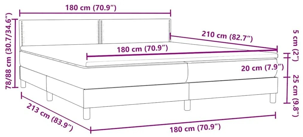 Κρεβάτι Boxspring με Στρώμα Σκούρο Γκρι 180x210 εκ. Βελούδινο - Γκρι