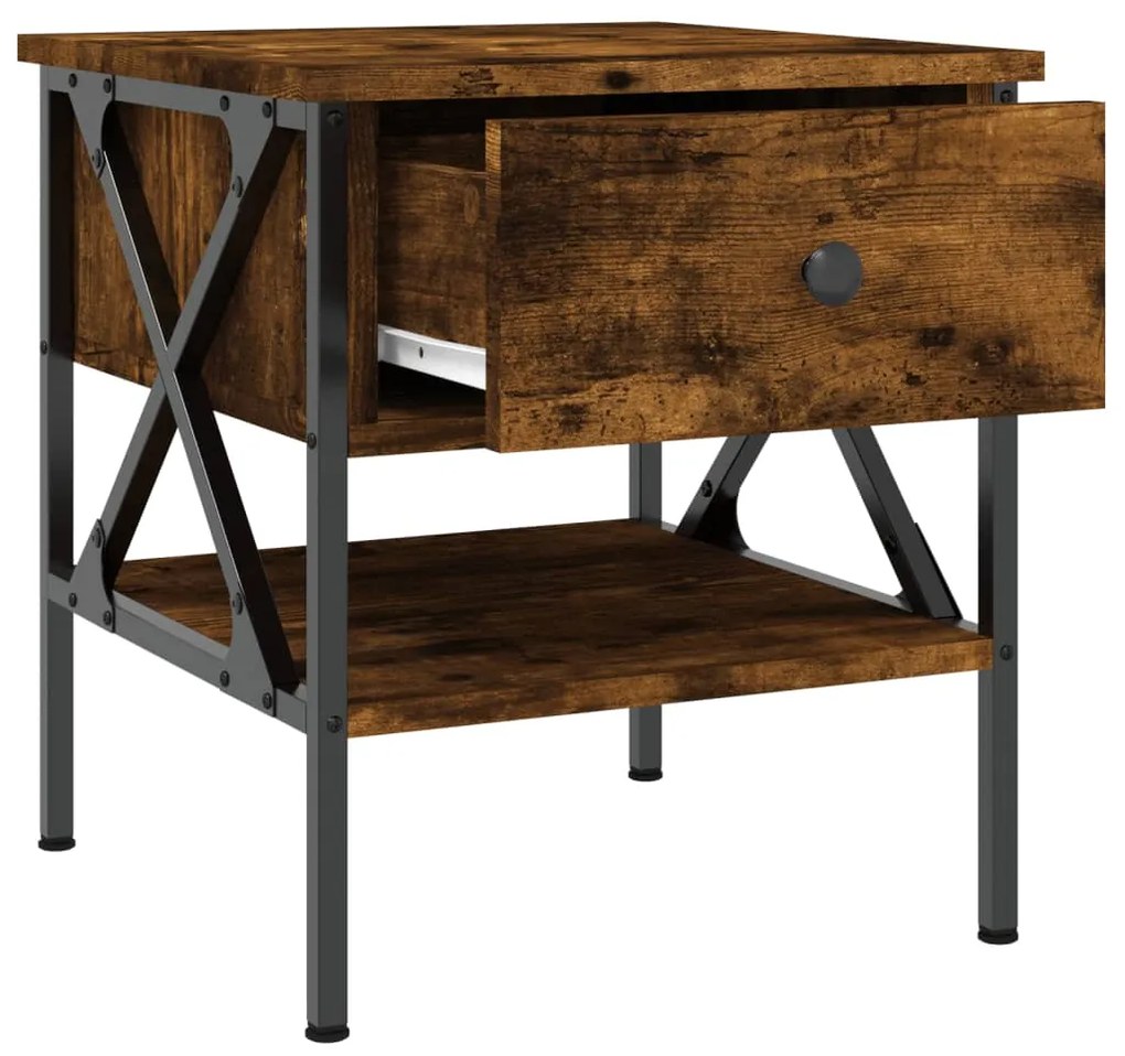 vidaXL Κομοδίνο Καπνιστή Δρυς 40 x 42 x 45 εκ. από Επεξεργασμένο Ξύλο