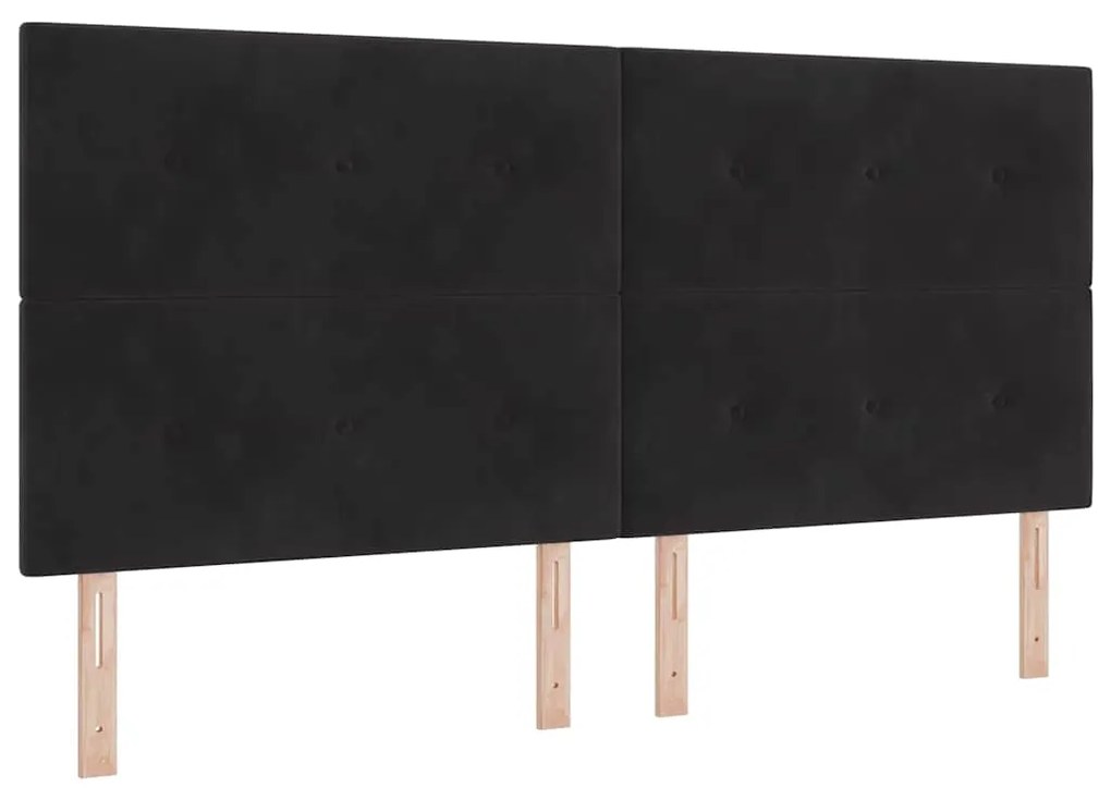 vidaXL Κρεβάτι με ελατήρια με κεφαλάρι Μαύρο 200 x 200 cm Βελούδο