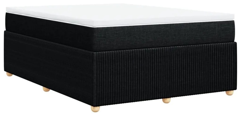 Κρεβάτι Boxspring με Στρώμα Μαύρο 160x200 εκ. Υφασμάτινο - Μαύρο