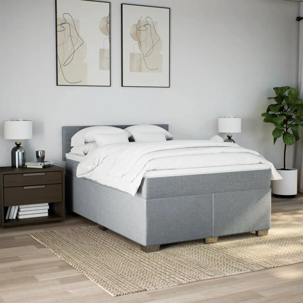 vidaXL Κρεβάτι Boxspring με Στρώμα Αν. Πράσινο 160x200εκ Υφασμάτινο