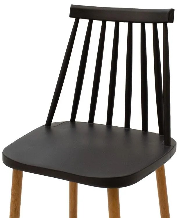 Σκαμπό μπαρ Aurora PP μαύρο-φυσικό πόδι 42x49x109εκ 2αδα 43x49x107 εκ.