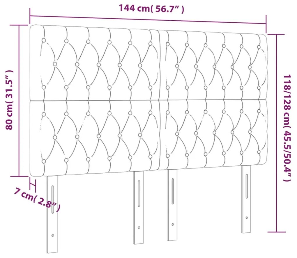 vidaXL Κεφαλάρι Κρεβατιού LED Ανοιχτό Γκρι 144x7x118/128εκ. Υφασμάτινο