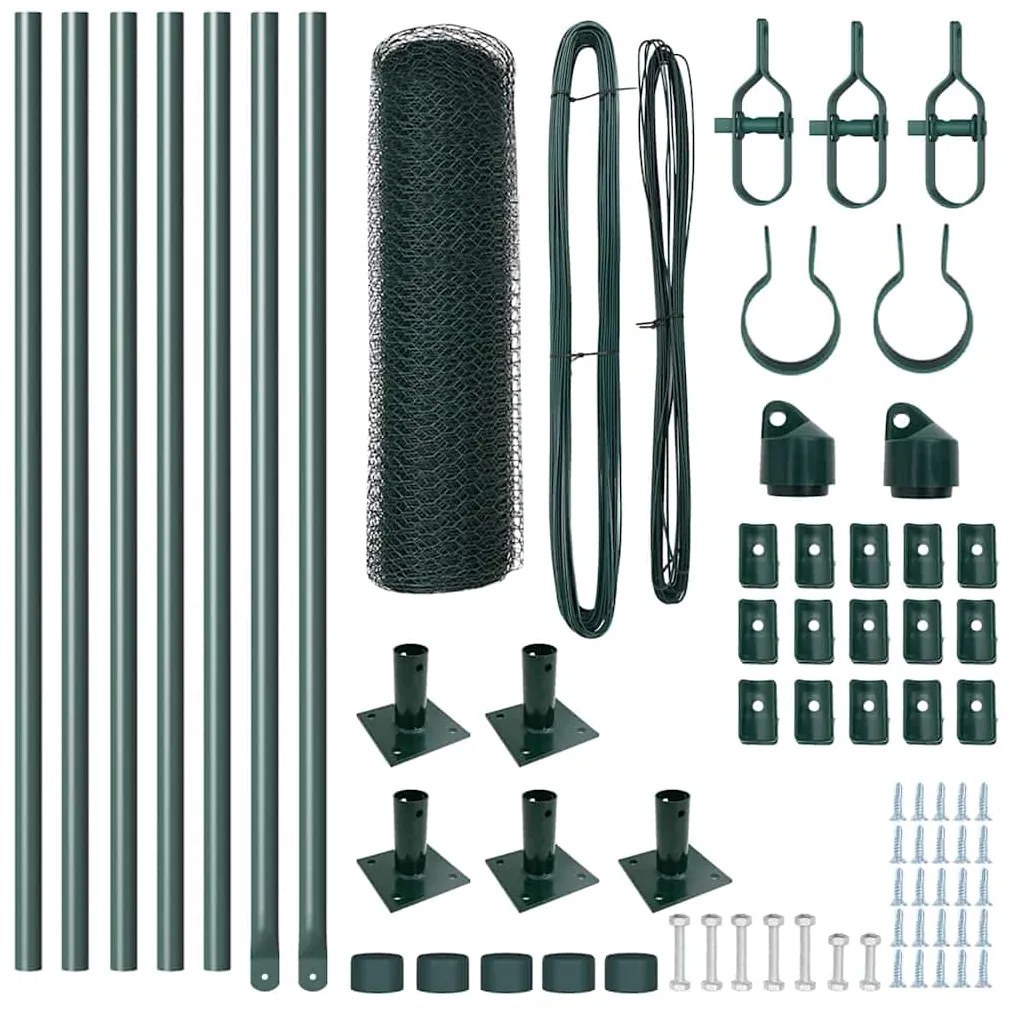 vidaXL Στύλος Περιφράξεων Πράσινο 10 x 0,5 μ (25 mm πλέγμα)