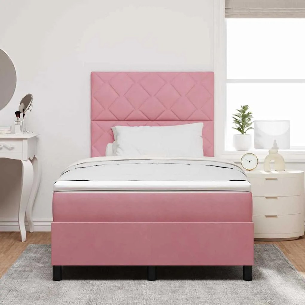 vidaXL Κρεβάτι με ελατήρια με στρώμα Ροζ 120 x 200 cm Βελούδο