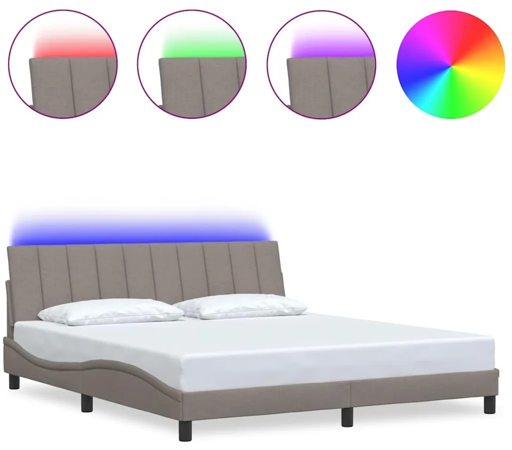 vidaXL Σκελετός Κρεβατιού Χωρίς Στρώμα Taupe 180x200 εκ. Υφασμάτινο