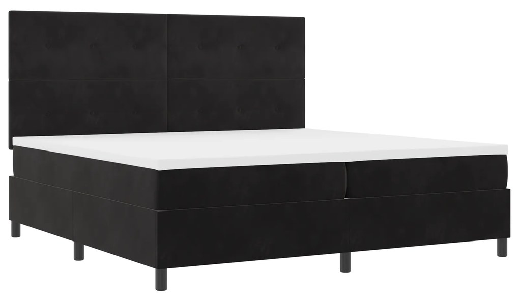 vidaXL κρεβάτι Box Spring με στρώμα & LED μαύρο 200x200 cm βελούδινο