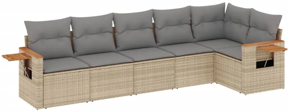 vidaXL Σετ Καναπέ Κήπου 6 τεμ. Μπεζ Συνθετικό Ρατάν με Μαξιλάρια