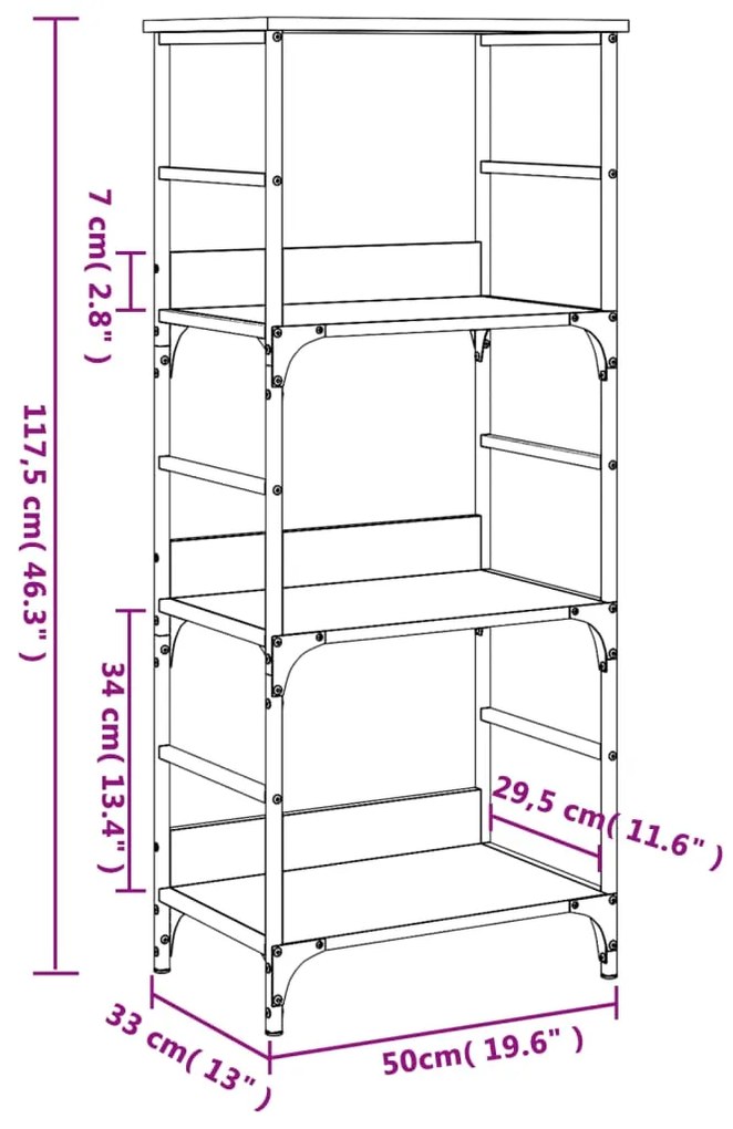 Βιβλιοθήκη Καφέ Δρυς 50x33x117,5 εκ. Επεξεργασμένο Ξύλο - Καφέ