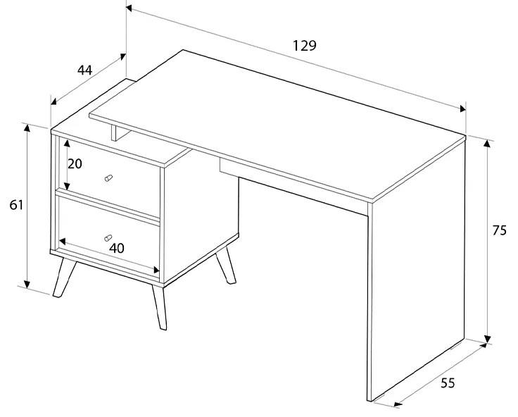 Γραφείο εργασίας Terra Megapap χρώμα florida oak 129x55x75εκ.