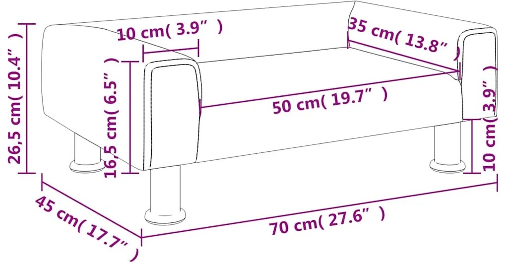 vidaXL Καναπές Παιδικός Κρεμ 70 x 45 x 26,5 εκ. από Βελούδο